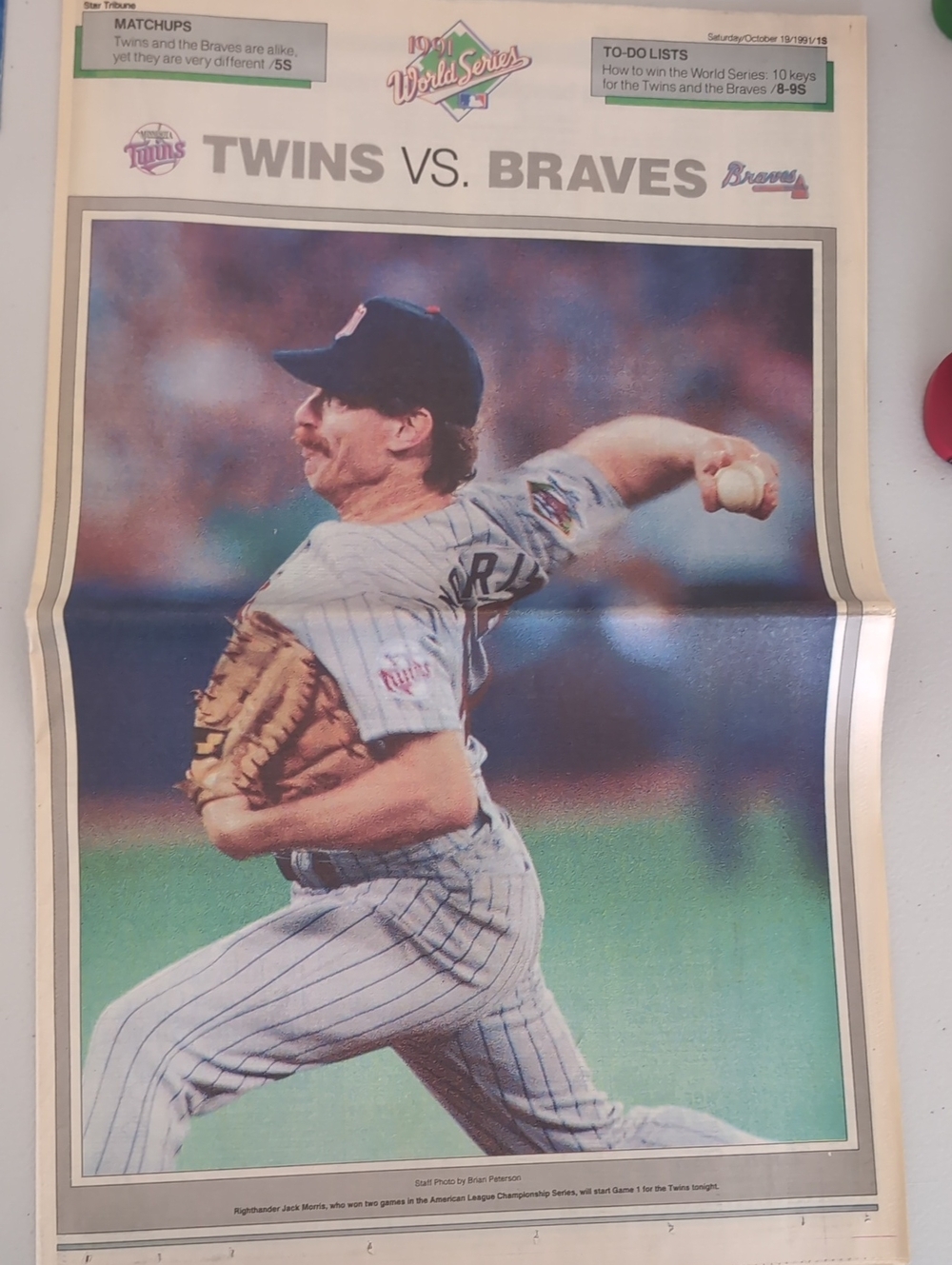 Minnesota Twins 10/19/91 MPLS Newspaper section- World Series Preview